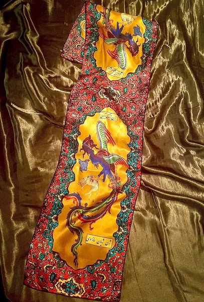 Simurgh Phoenix long silk scarf