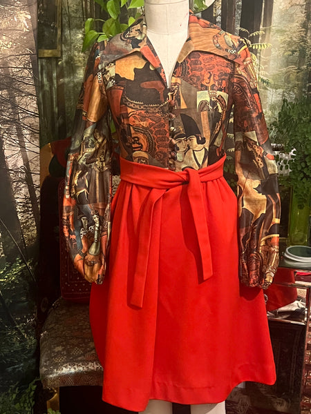 Vintage PBJ Jerrell Early 1970s Qajar print dress