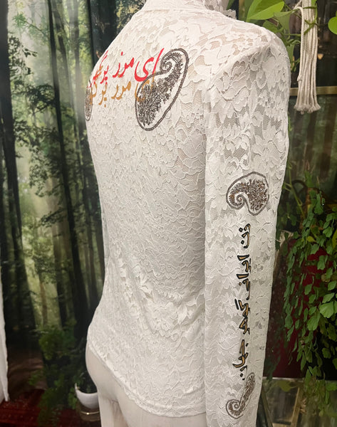 SUN GODDESS  white lace long sleeve top