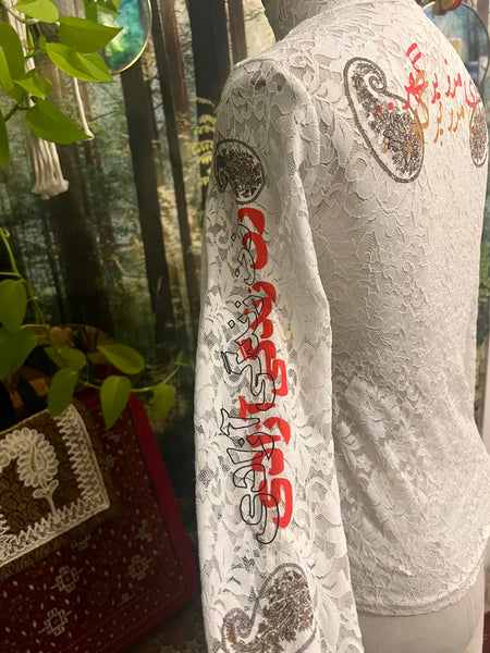 SUN GODDESS  white lace long sleeve top