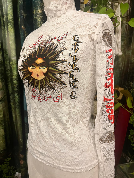 SUN GODDESS  white lace long sleeve top