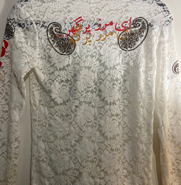SUN GODDESS  white lace long sleeve top