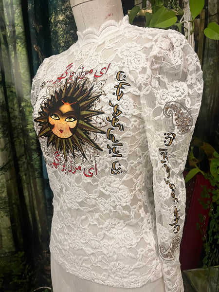 SUN GODDESS lace puff sleeve top