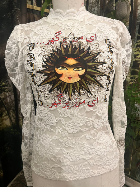 SUN GODDESS lace puff sleeve top