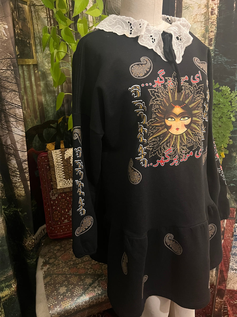 Sun Goddess Babydoll Sweatshirt dress – Hushidar Mortezaie