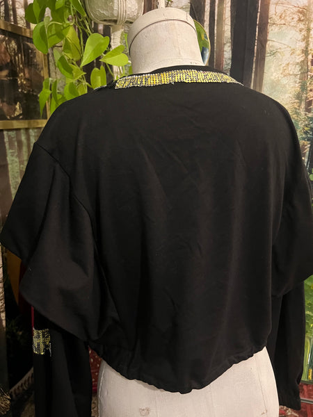 Tehran Thrash applique Boxy Crop Dolman  Top