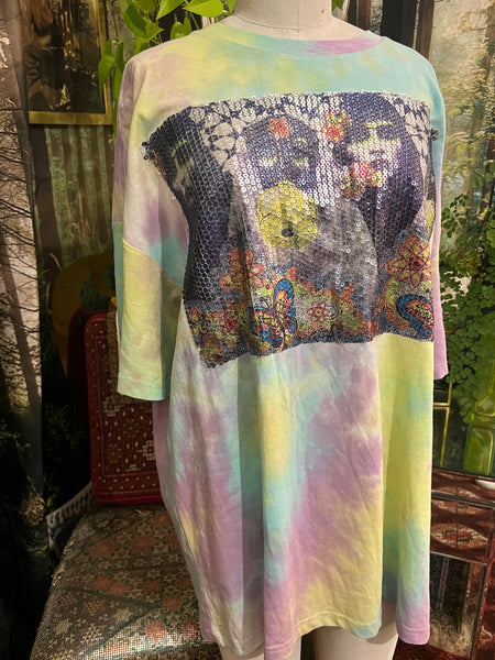 For the School Girls sequin patch Oversize Tee/Dress