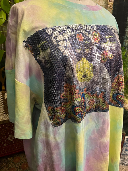 For the School Girls sequin patch Oversize Tee/Dress