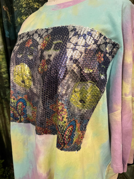 For the School Girls sequin patch Oversize Tee/Dress