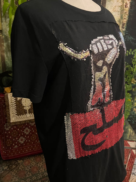 Peace / صلح Fist Sequin Applique Tee