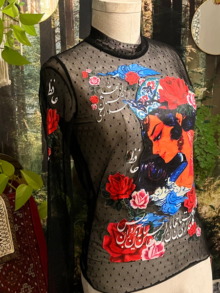 Roses & Hafez "L" dot mesh  top (IN STOCK SALE)