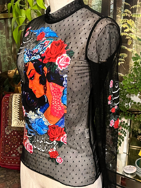 Roses & Hafez "L" dot mesh  top (IN STOCK SALE)