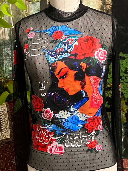 Roses & Hafez "L" dot mesh  top (IN STOCK SALE)