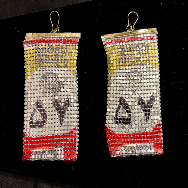 57 CIgarette Drape Metal Mesh Earrings