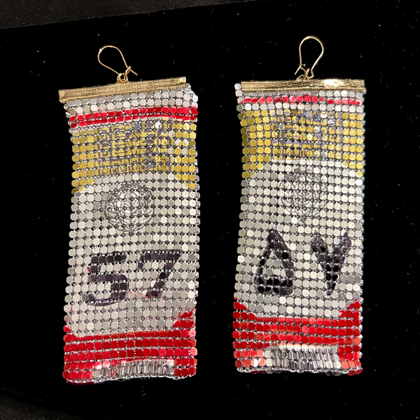 57 CIgarette Drape Metal Mesh Earrings