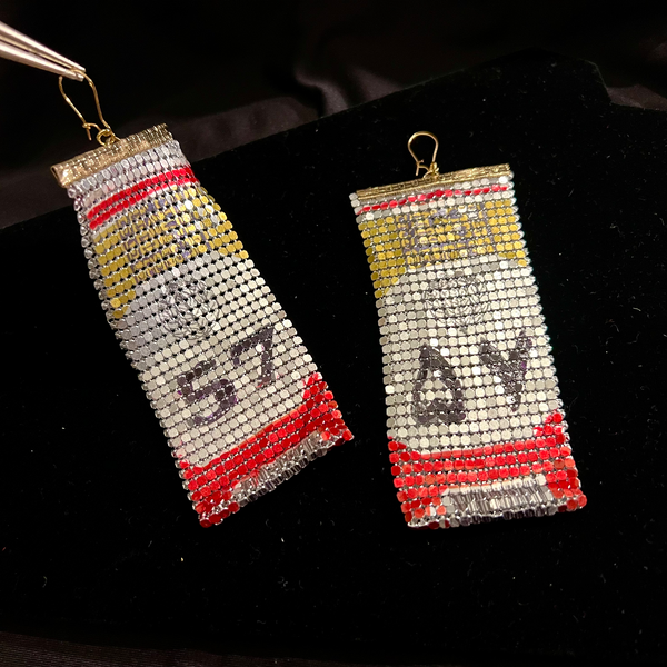 57 CIgarette Drape Metal Mesh Earrings