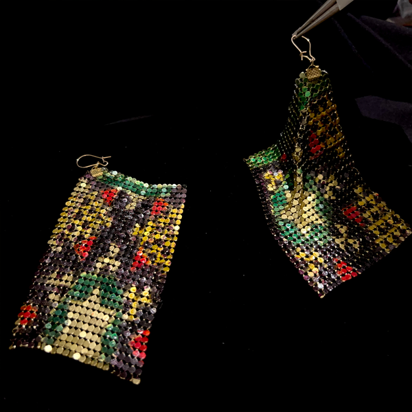 Khatam Black Drape Metal Mesh Earrings