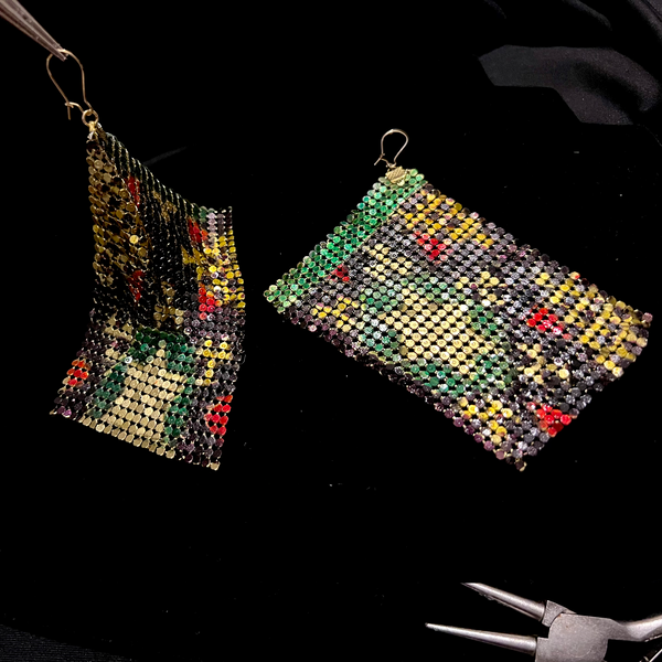 Khatam Black Drape Metal Mesh Earrings