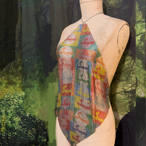 Chic شیک Metal Mesh Drape Halter Top