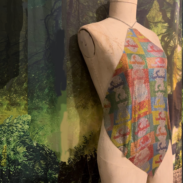 Chic شیک Metal Mesh Drape Halter Top