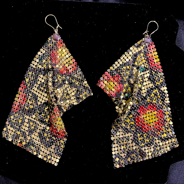 Khatam Flowers Drape Metal Mesh Earrings