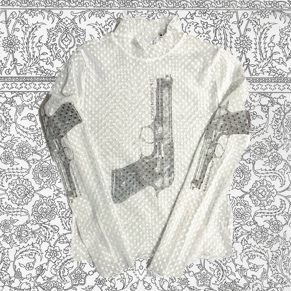 U.S. Foreign Policy Dot Lace Mock neck top