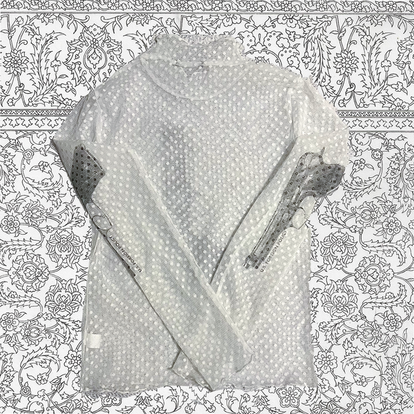 U.S. Foreign Policy Dot Lace Mock neck top