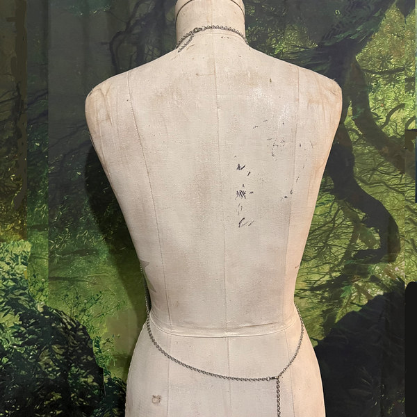 White Poetry & Blossoms Metal Mesh Drape Halter Top