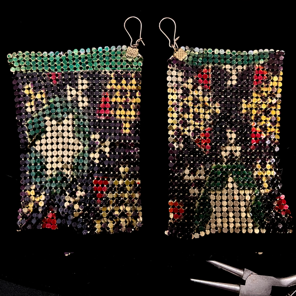 Khatam Black Drape Metal Mesh Earrings