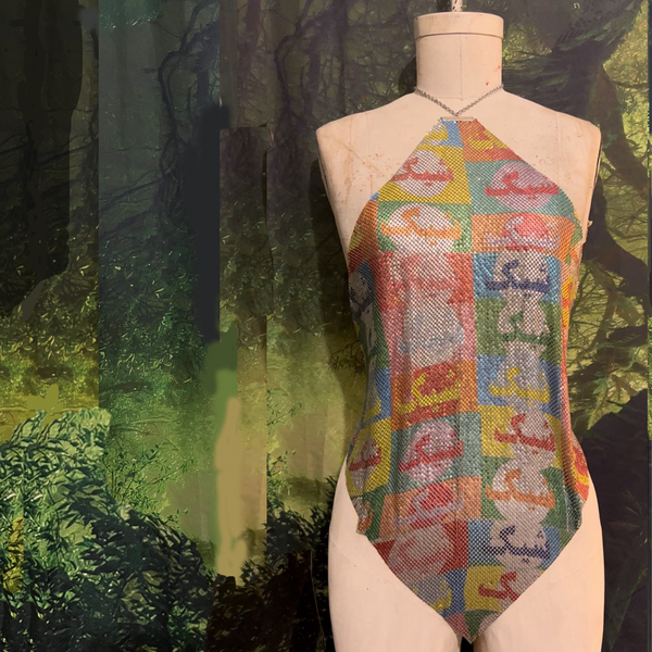 Chic شیک Metal Mesh Drape Halter Top