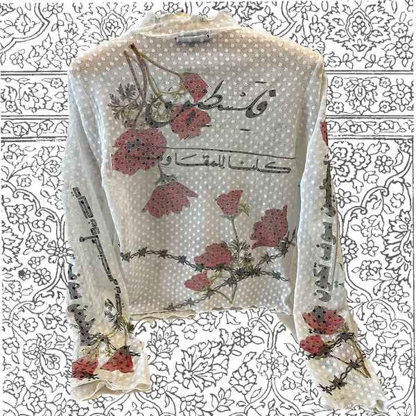 Poppies of Palestine  Dot Lace Mock Neck L/S Top