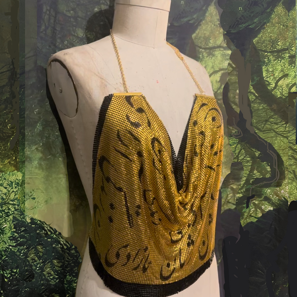 Jin Jiyan Azadi / Woman Life Freedom  Metal Mesh Drape Halter Top