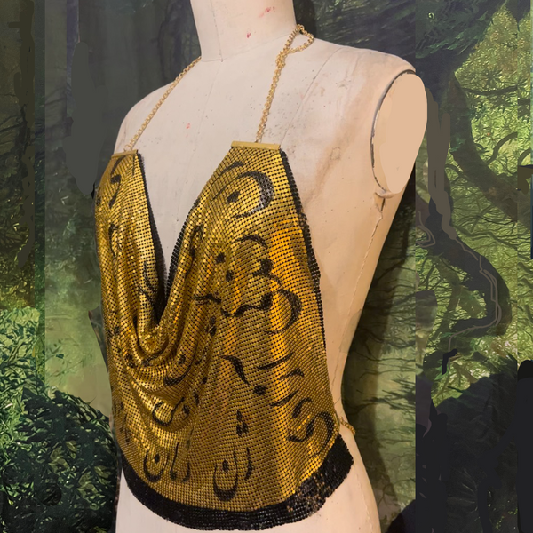 Jin Jiyan Azadi / Woman Life Freedom  Metal Mesh Drape Halter Top