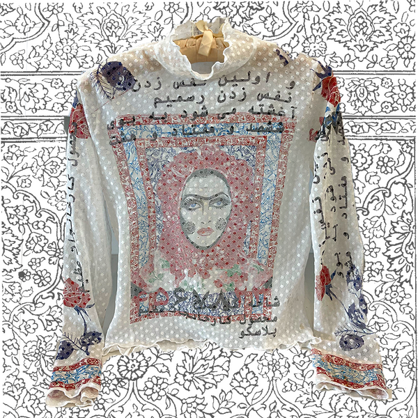 Plasco Roses Dot Lace Mock Neck L/S Top