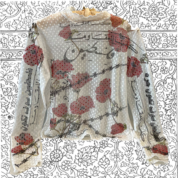 Poppies of Palestine  Dot Lace Mock Neck L/S Top