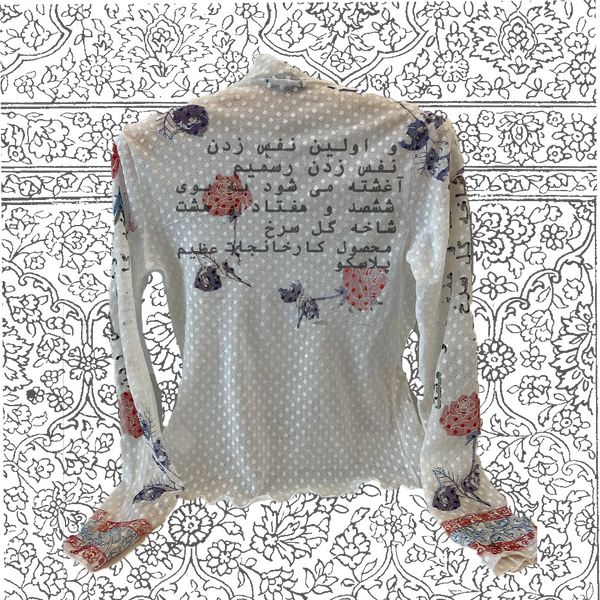Plasco Roses Dot Lace Mock Neck L/S Top