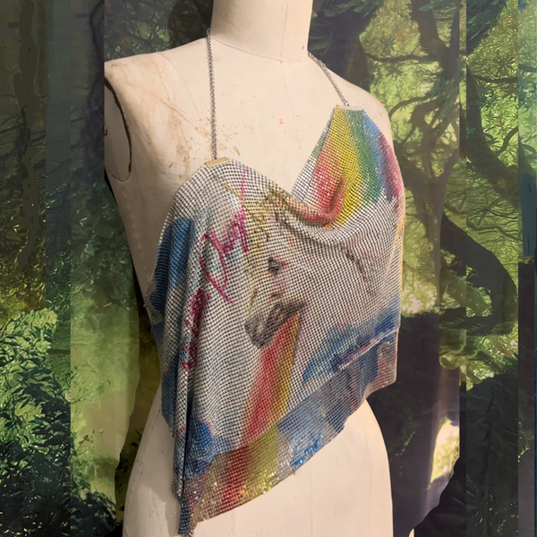 My Little Phony Metal Mesh Drape Halter Top