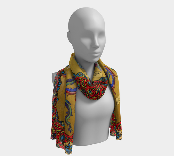 Simurgh Phoenix long silk scarf