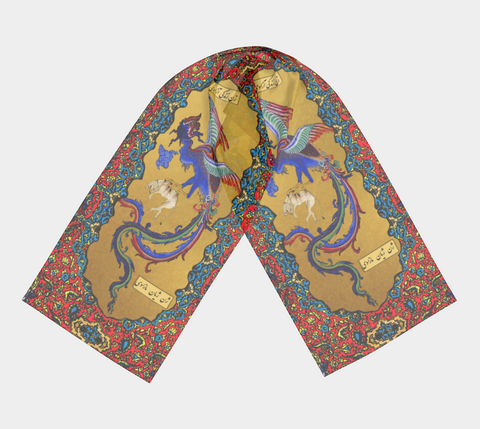 Simurgh Phoenix long silk scarf