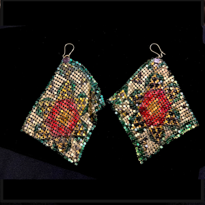 Khatam Flower Drape Metal Mesh Earrings