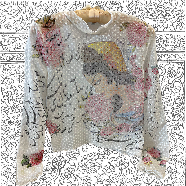 Poetry and Blossoms Dot Lace Mock Neck L/S Top